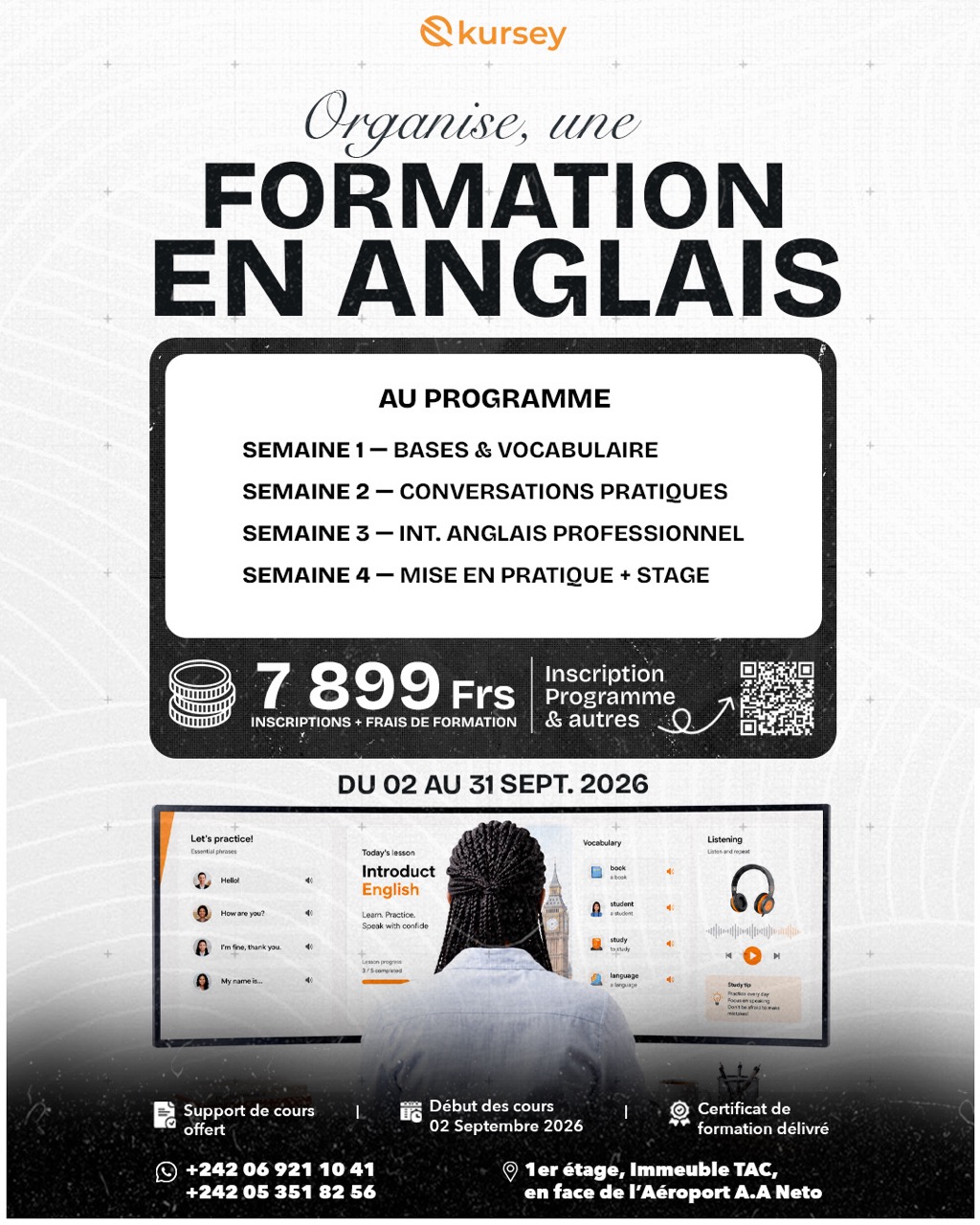 Créa Kursey pour la formation pratique en anglais à Pointe-Noire