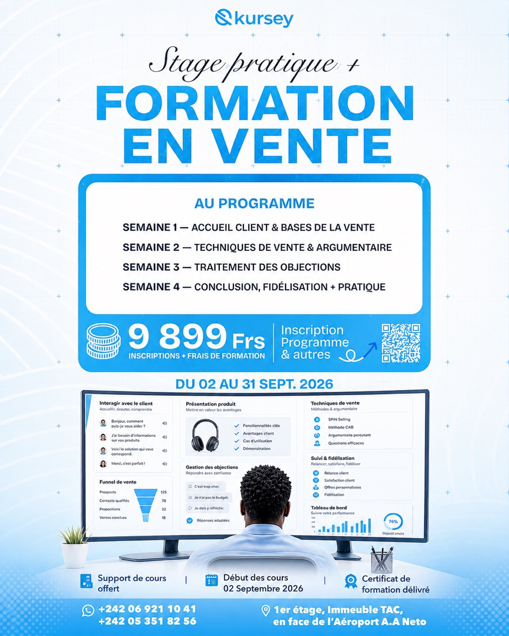 Créa Kursey pour la formation en vente à Pointe-Noire